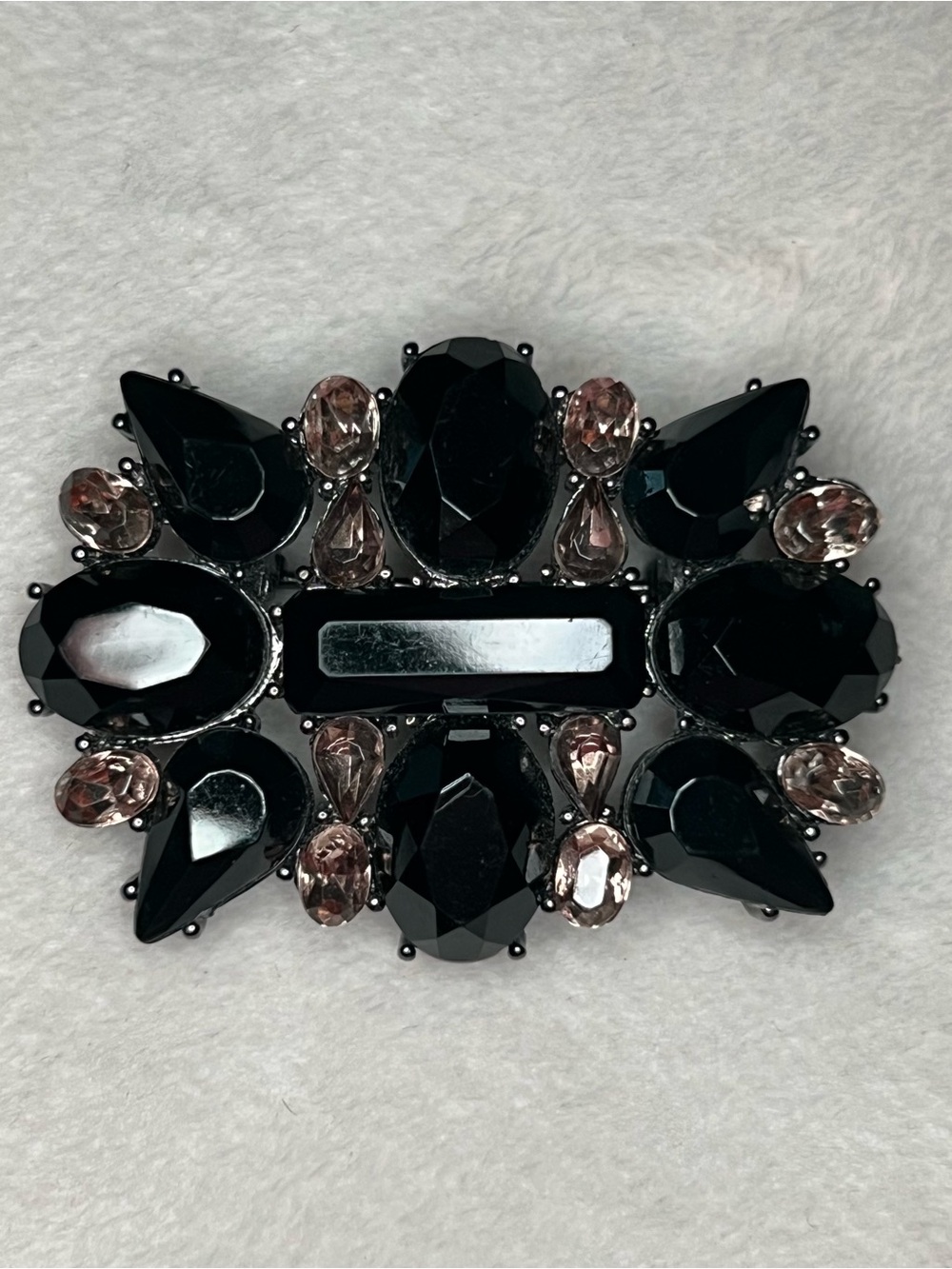 Liz Claiborne Black and Blush Crystal Cluster Brooch